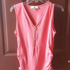 MICHAEL Michael Kors Pink Tank Top with Gold Zipper